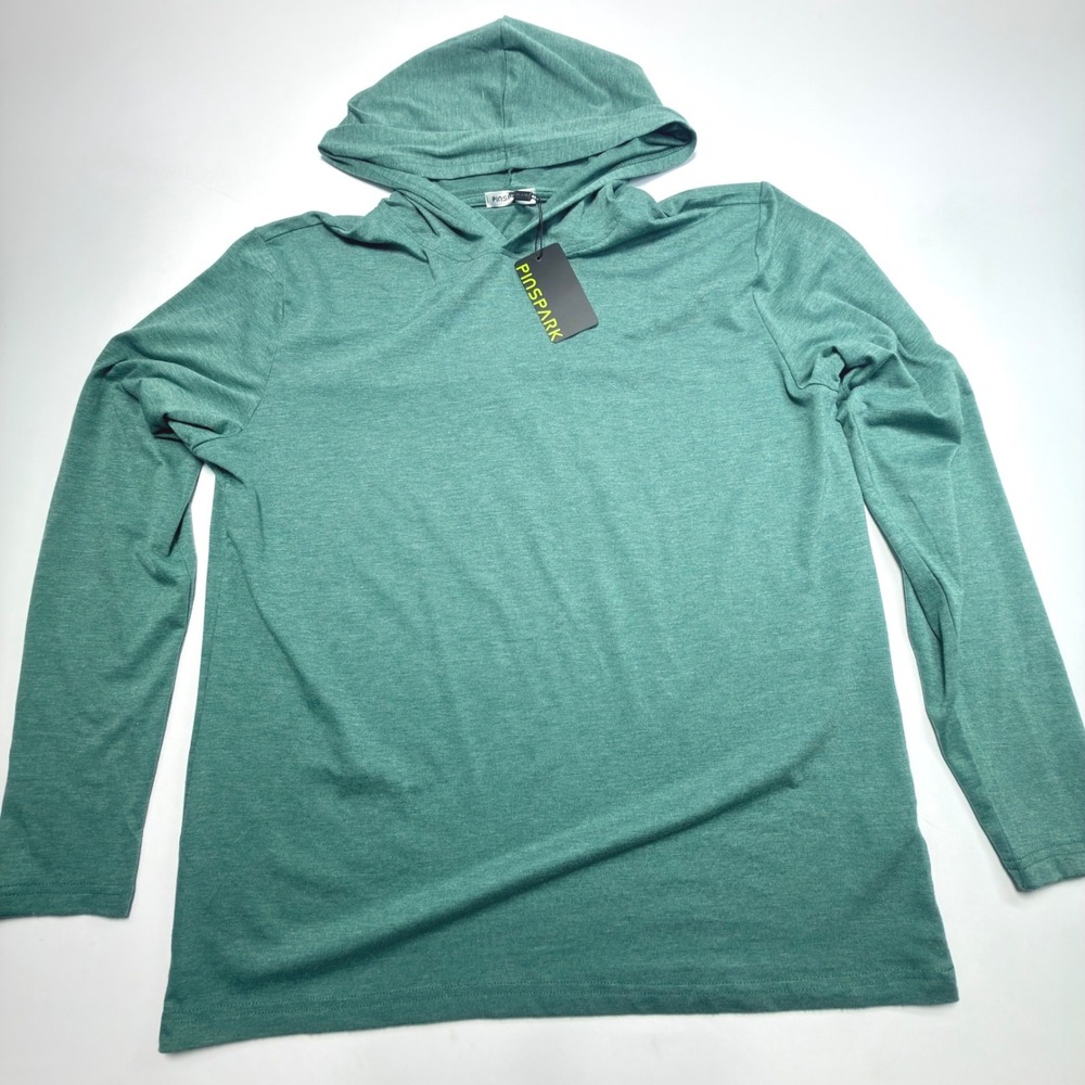 Pinspark Lightweight Hooded Performance Tee Heather Green Large NWT